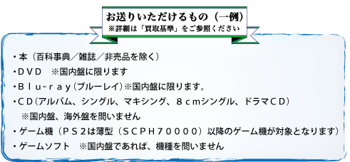 お送りいただけるもの(一例)